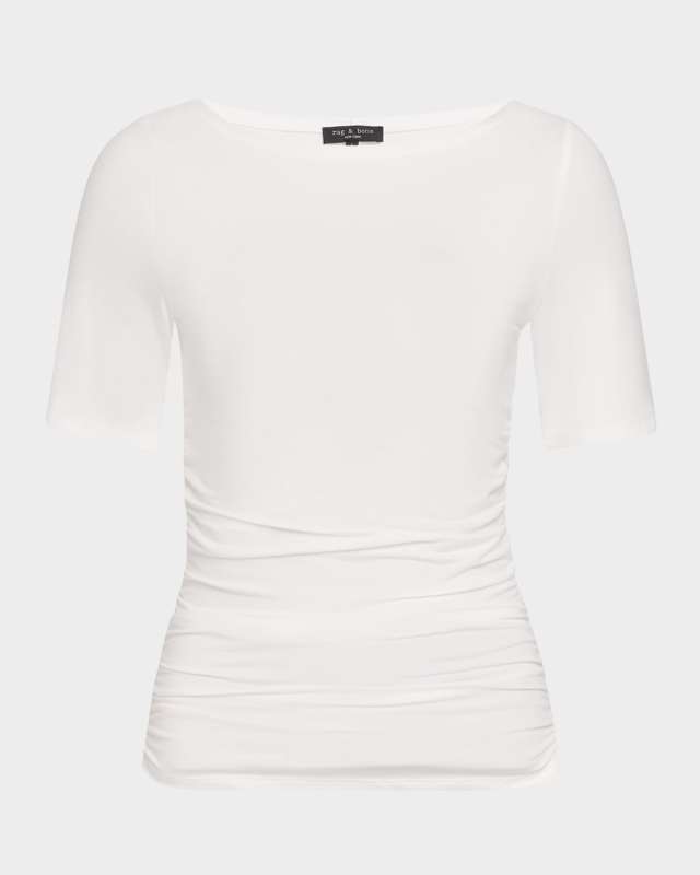 Luca Shirred Short-Sleeve Top